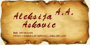 Aleksija Ašković vizit kartica